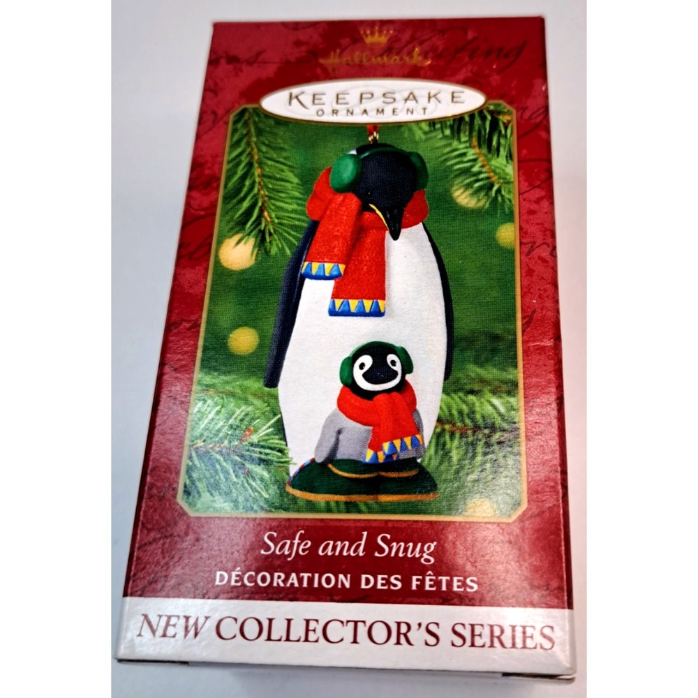 Vtg 2001 Hallmark Keepsake Ornament Safe And Snug Penguins Porcelain‎ Y2K